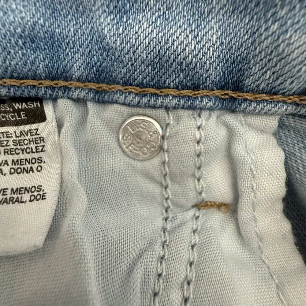 Levi's 513 Slim Straight Jeans Mens 34x30 Light‎ Wash Stretch Raw Hem Distressed